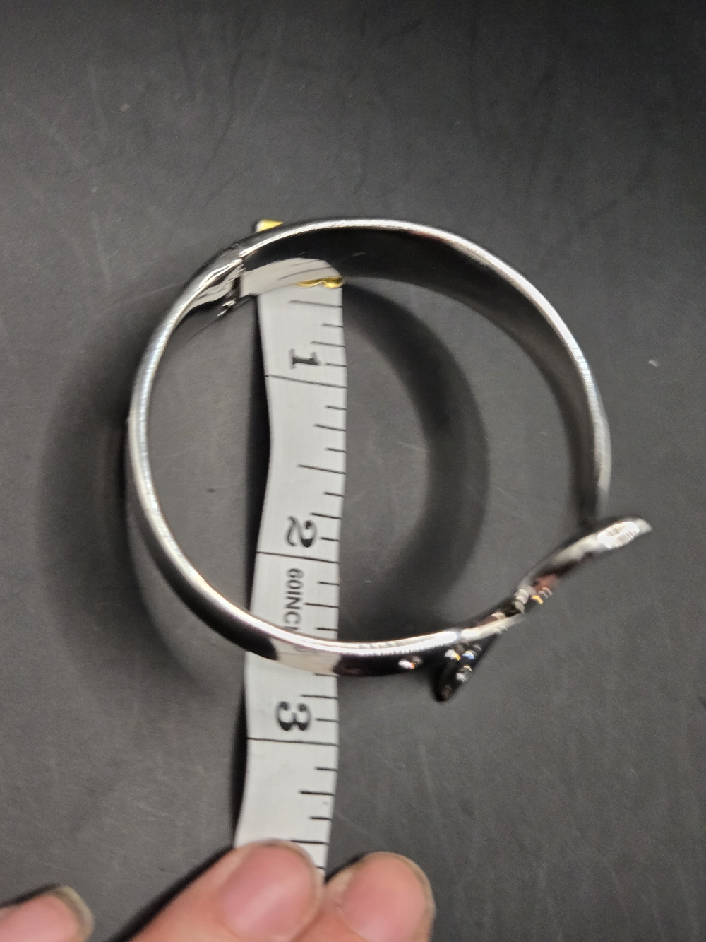 Vintage Silver Tone Crescent Moon Rhinestone Cuff Bracelet Hinged Statement Bang - Picture 4 of 7